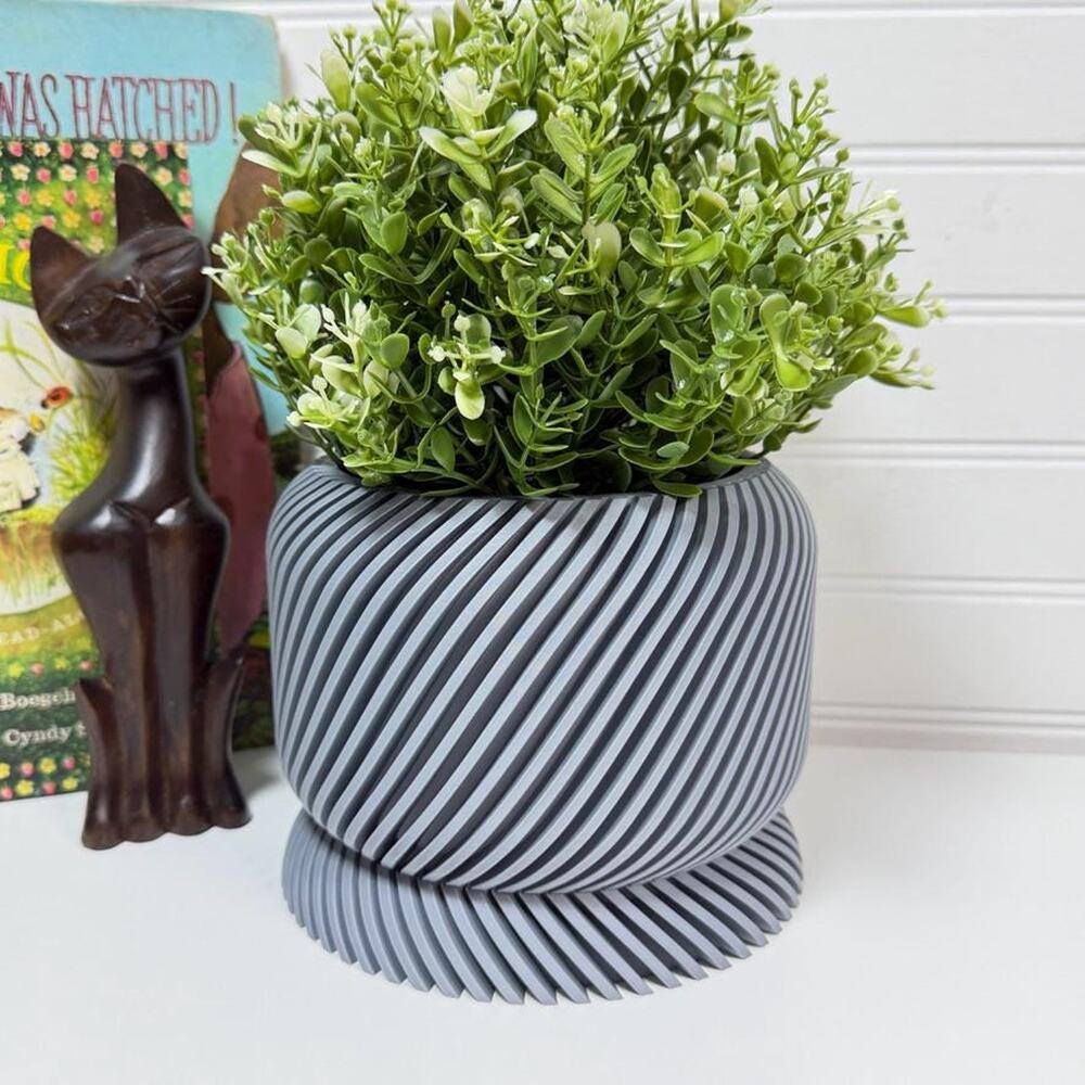Slant Planter, Tabletop Indoor Flower Pot, Ribbed Planter, Homeware, Modern Home